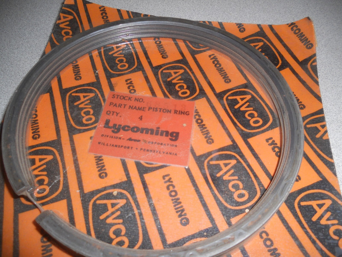 Piston rings in clear case with Lycoming label