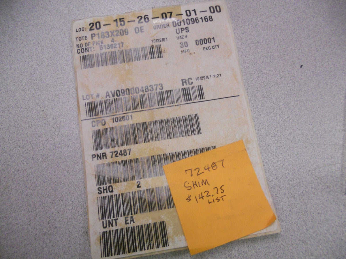 Lycoming Shim, p/n 72487 — New