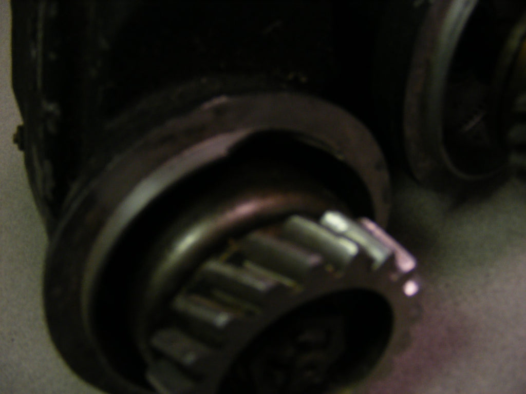 Close-up of magneto housing wear
