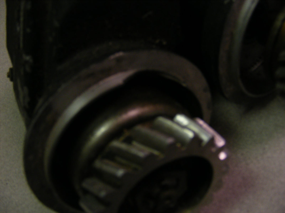 Close-up of magneto housing wear