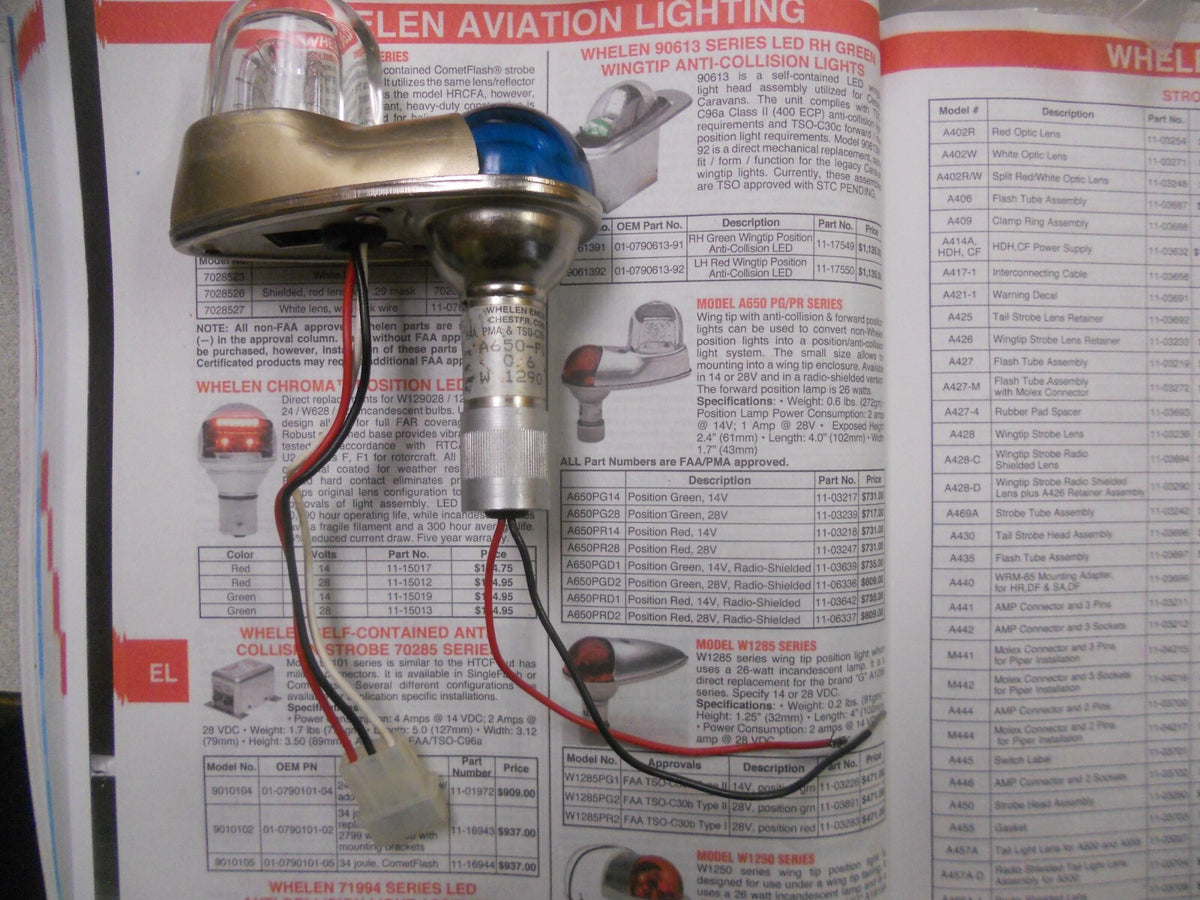 Whelen A650-PG label showing part number